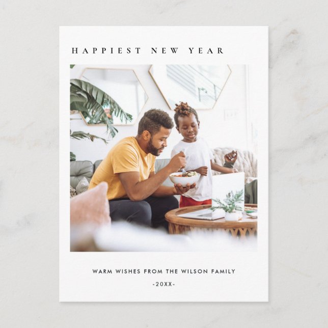 CARTES POUR FÊTES ANNUELLES PHOTO PERSONNALISÉE MODERNE PROPRE ET MINIMALE HEU (Devant)