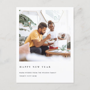 CARTES POUR FÊTES ANNUELLES PHOTO PERSONNALISÉE MODERNE PROPRE ET MINIMALE HEU