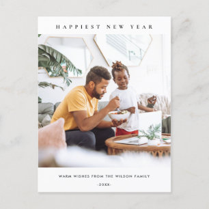 CARTES POUR FÊTES ANNUELLES PHOTO PERSONNALISÉE MODERNE PROPRE ET MINIMALE HEU