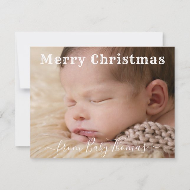 Cartes Pour Fêtes Annuelles photo personnalisée & nom joyeux Noël du bébé (Devant)