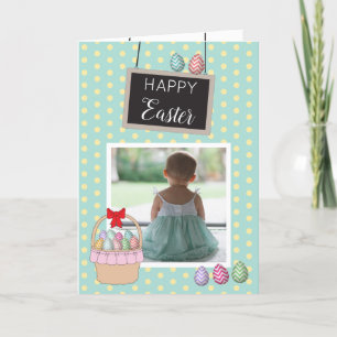 Cartes Pour Fêtes Annuelles Photo personnalisée Panier de Pâques Oeufs pastel