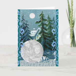 Cartes Pour Fêtes Annuelles Photo personnalisée Vintage Noël Scène de neige Pa