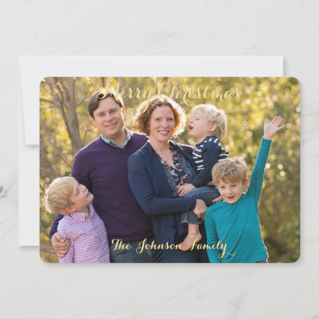 Cartes Pour Fêtes Annuelles Photo personnelle Joyeux Noël Famille Photo Happy (Devant)