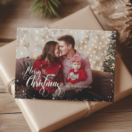 Cartes Pour Fêtes Annuelles Photo personnelle Joyeux Noël Green Holiday Card