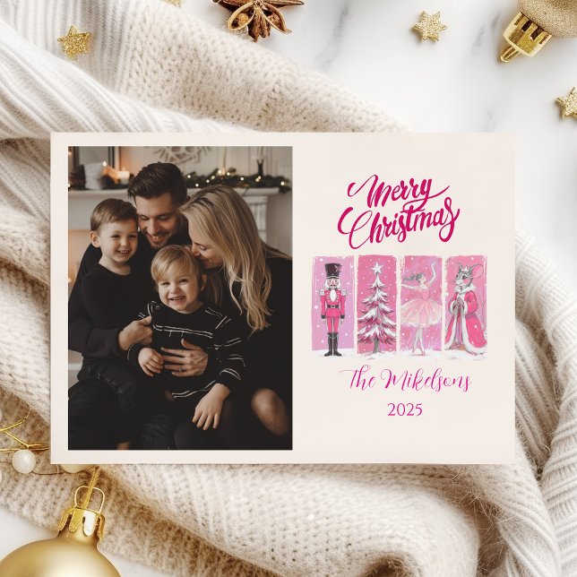 Cartes Pour Fêtes Annuelles Photo Pink Nutcracker Ballet Christmas (Créateur téléchargé)