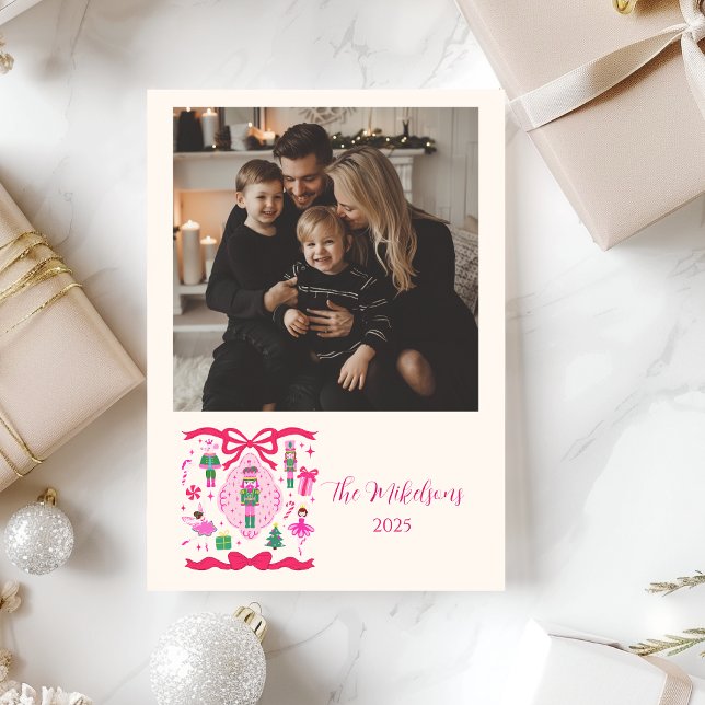 Cartes Pour Fêtes Annuelles Photo Pink Nutcracker Christmas (Créateur téléchargé)