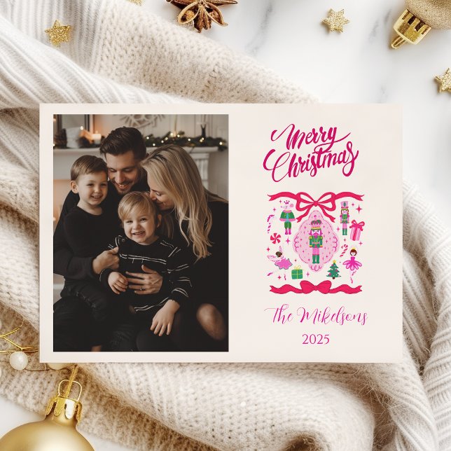 Cartes Pour Fêtes Annuelles Photo Pink Nutcracker Christmas (Créateur téléchargé)
