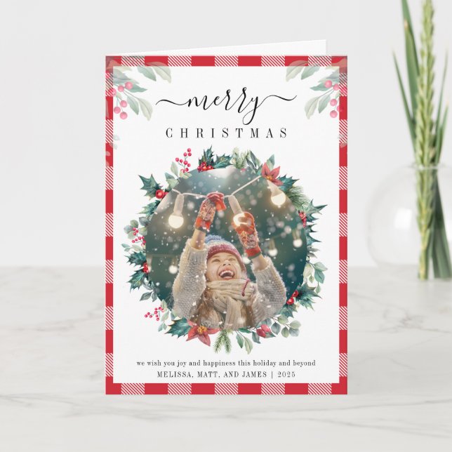 Cartes Pour Fêtes Annuelles Photo Plaid Mistletoe Rustique En vichy Noël (Devant)