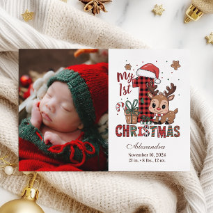 Cartes Pour Fêtes Annuelles Photo Plaid Reindeer Premier Noël