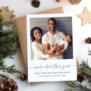 Cartes Pour Fêtes Annuelles Photo Plus de Joie Cette Année Script Gris Noël
