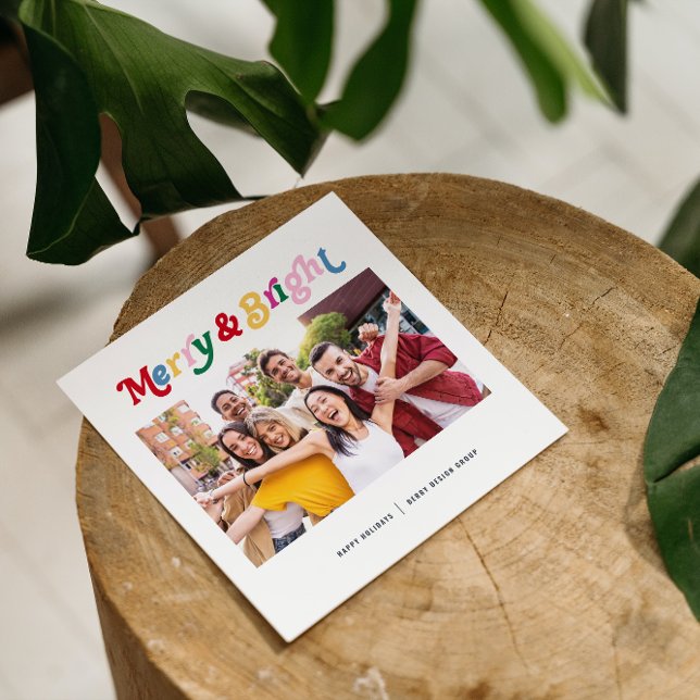 Cartes Pour Fêtes Annuelles Photo professionnelle moderne Joyeuse et brillante (Let your friends and family know you’re merry & bright with this festive card😊)