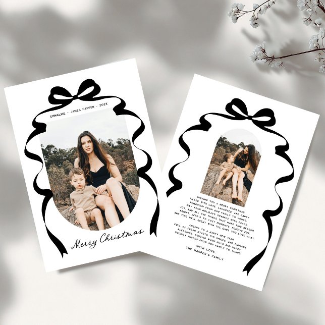 Cartes Pour Fêtes Annuelles Photo Red Bow moderne Joyeux Arche de Noël (Créateur téléchargé)
