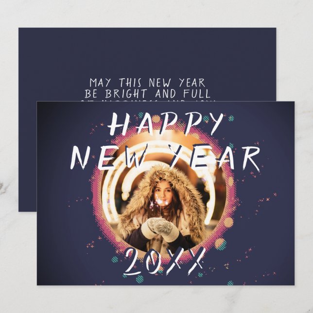 Cartes Pour Fêtes Annuelles Photo Résumé Bonne Année 2023 (Devant / Derrière)