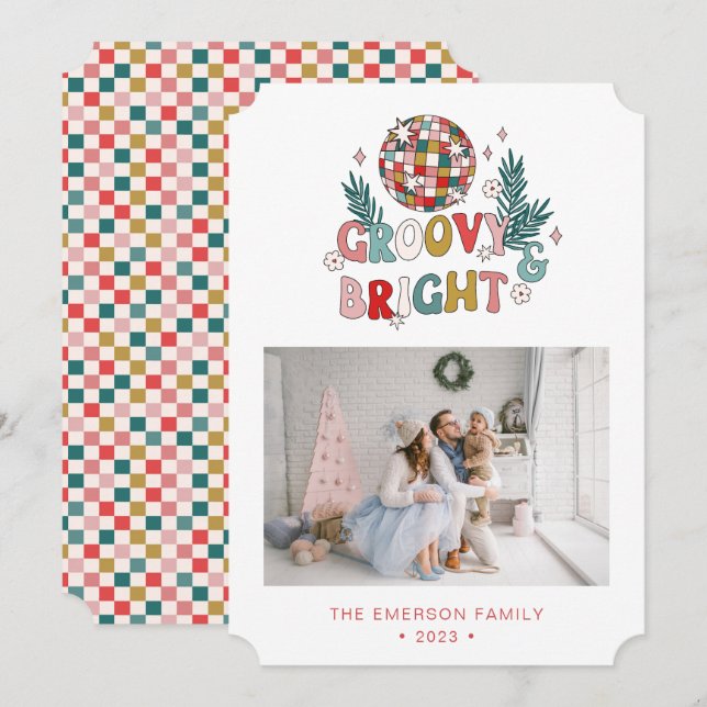 Cartes Pour Fêtes Annuelles Photo Retro Christmas Card (Devant / Derrière)