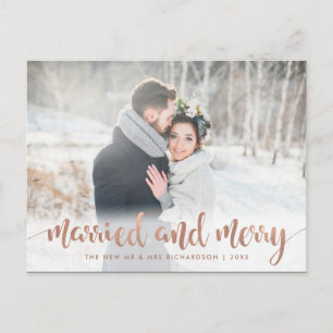 Cartes Pour Fêtes Annuelles Photo rose   de Noël d'or de Faux marié et joyeux