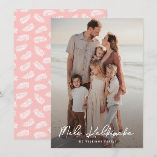 Cartes Pour Fêtes Annuelles Photo rose Feuille de Mele Kalikimaka Palm