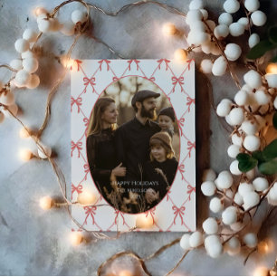 Cartes Pour Fêtes Annuelles Photo Rouge à Lèvres Nœud Santa Noël