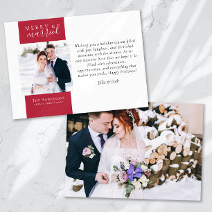 Cartes Pour Fêtes Annuelles Photo Rouge Baie Joyeux & Marié