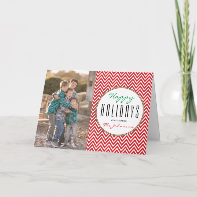 Cartes Pour Fêtes Annuelles Photo rouge et blanche de Noël personnalisée par (Devant)