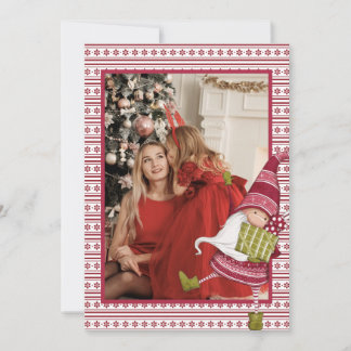 Cartes Pour Fêtes Annuelles Photo rouge et blanche Gnome Noël