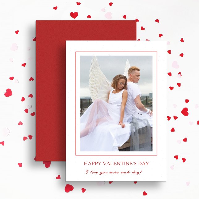 Cartes Pour Fêtes Annuelles Photo rouge Heureuse Sainte-Valentin moderne (Créateur téléchargé)