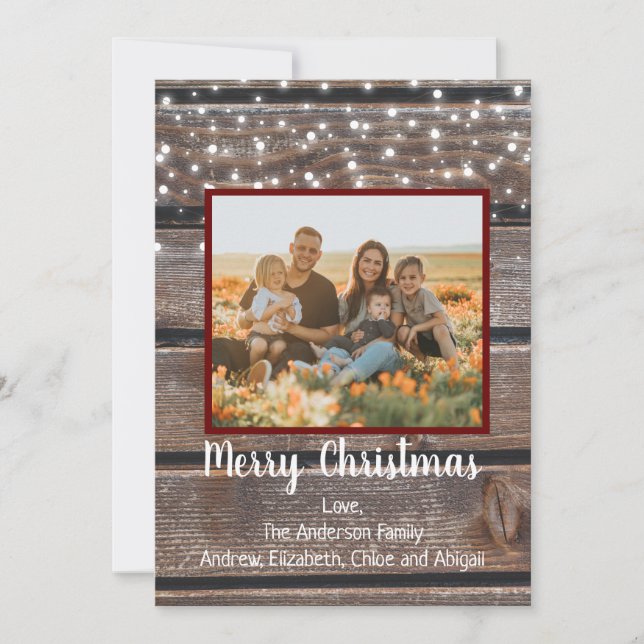 Cartes Pour Fêtes Annuelles Photo Russe Bois Chaîne Lumières Noël (Devant)