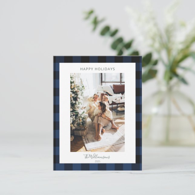 Cartes Pour Fêtes Annuelles Photo Russe Plaid de la marine moderne Noël (Debout devant)