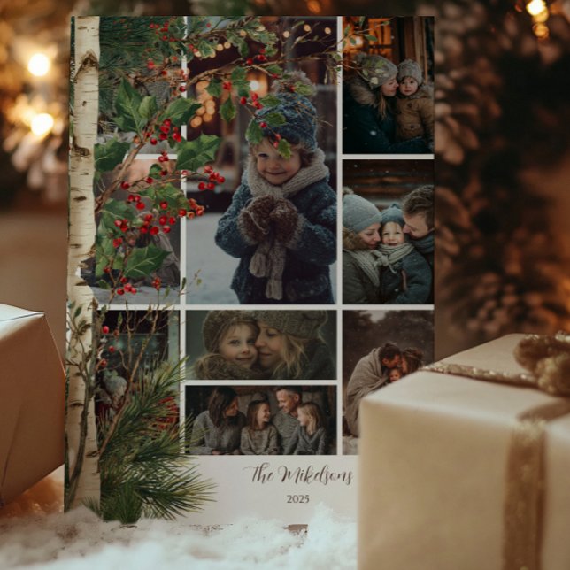 Cartes Pour Fêtes Annuelles Photo Rustic Holly Berry fête de Noël (Créateur téléchargé)