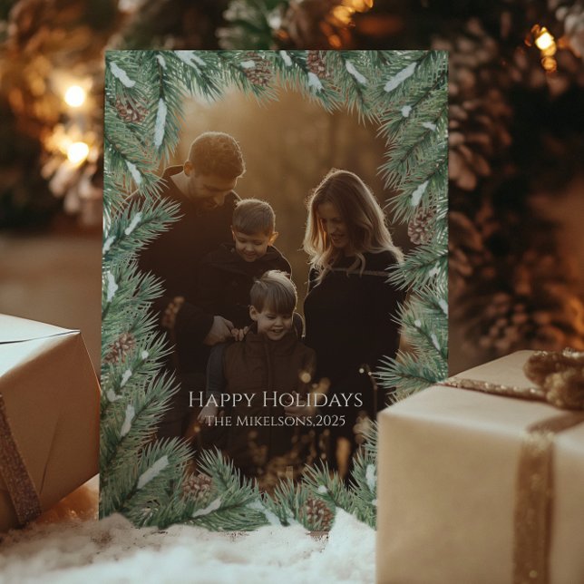 Cartes Pour Fêtes Annuelles Photo Rustic Pinecone Family Christmas (Créateur téléchargé)