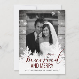 Cartes Pour Fêtes Annuelles Photo rustique mariée et joyeuse