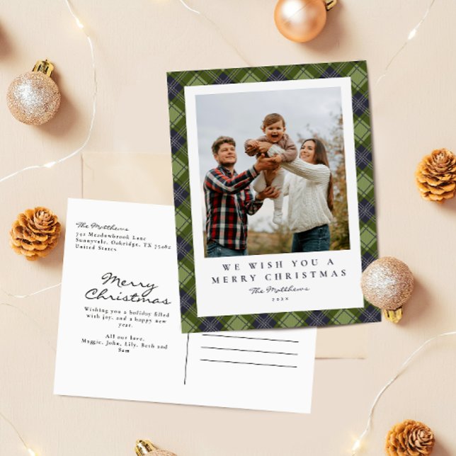 Cartes Pour Fêtes Annuelles Photo Rustique Plaid Famille Noël (Créateur téléchargé)