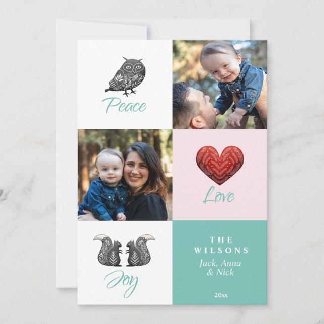 Cartes Pour Fêtes Annuelles Photo Scandinave moderne mignon Noël (Devant)
