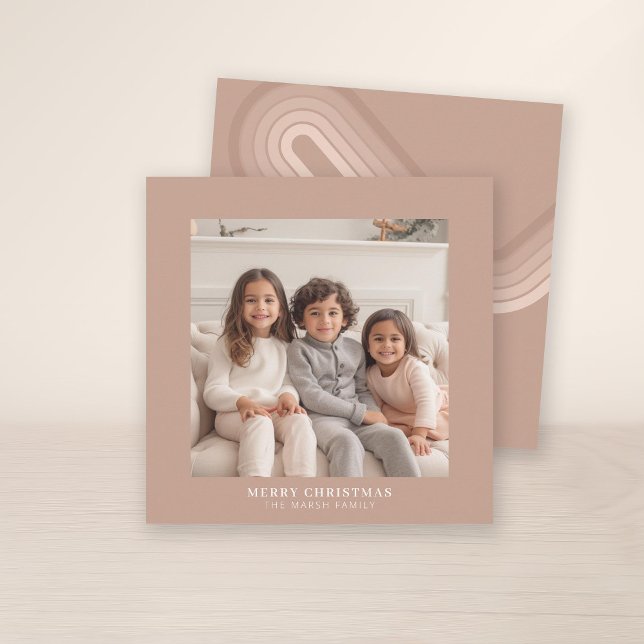 Cartes Pour Fêtes Annuelles Photo simple Carré - Bande rétro neutre minimale (A simple white border makes this a beautiful Christmas card with a gallery style. Print or Download)