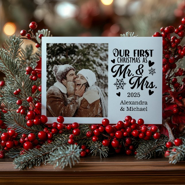 Cartes Pour Fêtes Annuelles Photo Snowflakes Christmas Mr and Mrs  (Créateur téléchargé)