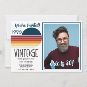 Cartes Pour Fêtes Annuelles Photo Soleil Rétro 1995 30e Anniversaire