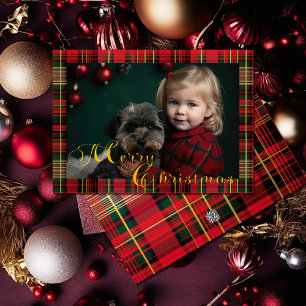 Cartes Pour Fêtes Annuelles Photo Tartan Plaid Noël