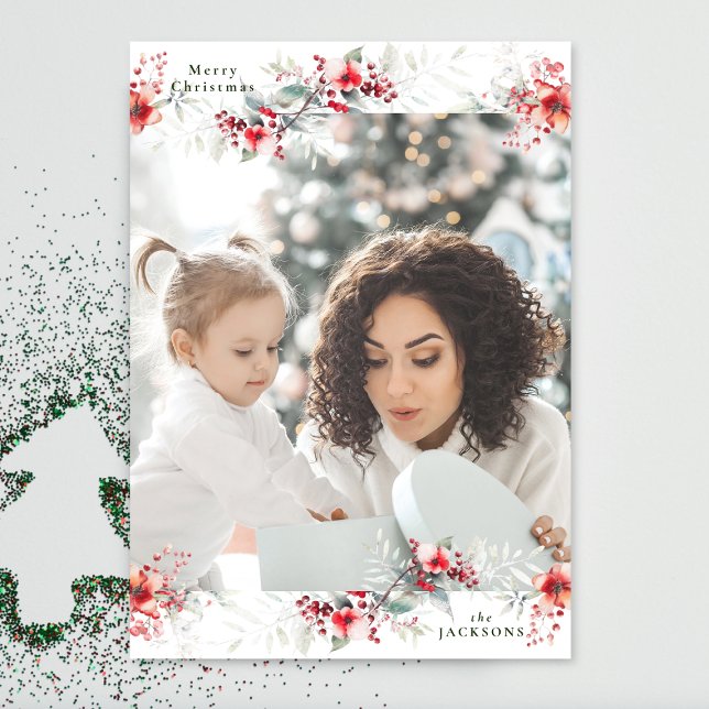 Cartes Pour Fêtes Annuelles photo traditionnelle de couronne monogramme noël (Créateur téléchargé)