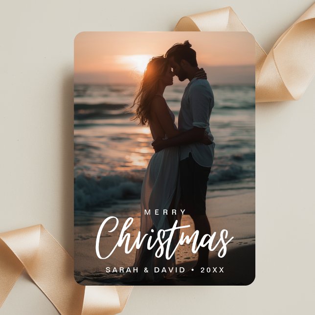 Cartes Pour Fêtes Annuelles Photo Tropical Christmas Couple Beach Sunset (Créateur téléchargé)