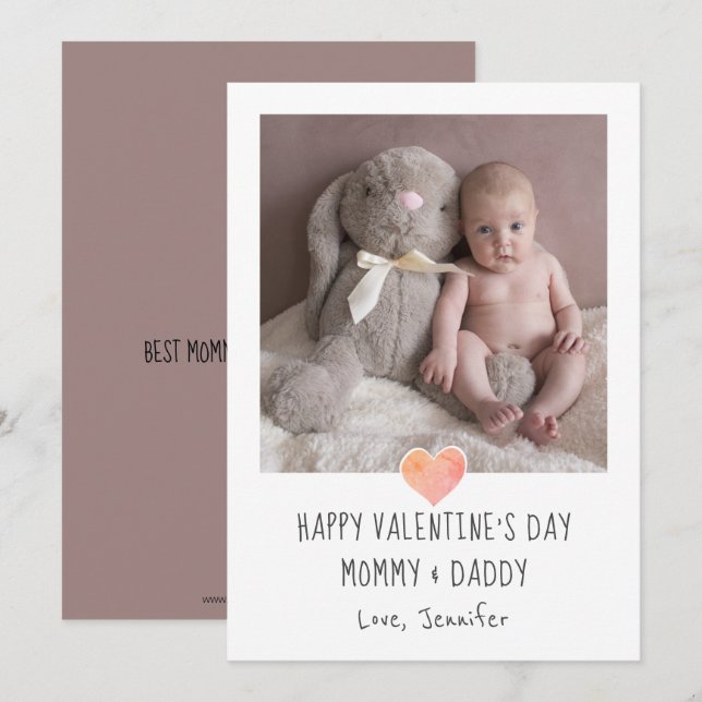 Cartes Pour Fêtes Annuelles Photo Valentine Pour Maman Et Papa Nouveaux Parent (Devant / Derrière)