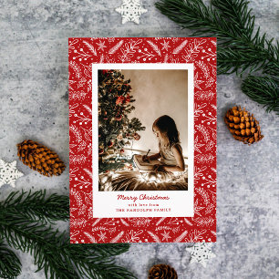 Cartes Pour Fêtes Annuelles Photo Verdure de Noël (en rouge)