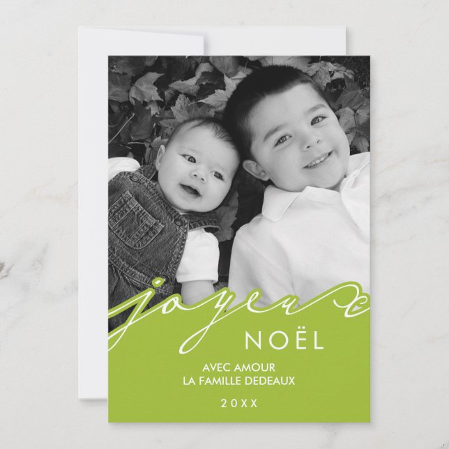 Cartes Pour Fêtes Annuelles Photo verte de Joyeux Noël (Devant)