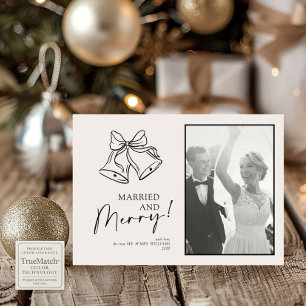 Cartes Pour Fêtes Annuelles Photo Verticale Mariée & Joyeuse Arc Noir Moderne