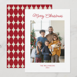 Cartes Pour Fêtes Annuelles Photo vintage de Noël minimaliste écriture rouge