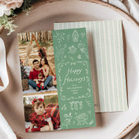 Photo Whimsical Main dessinée Icônes Green Christm