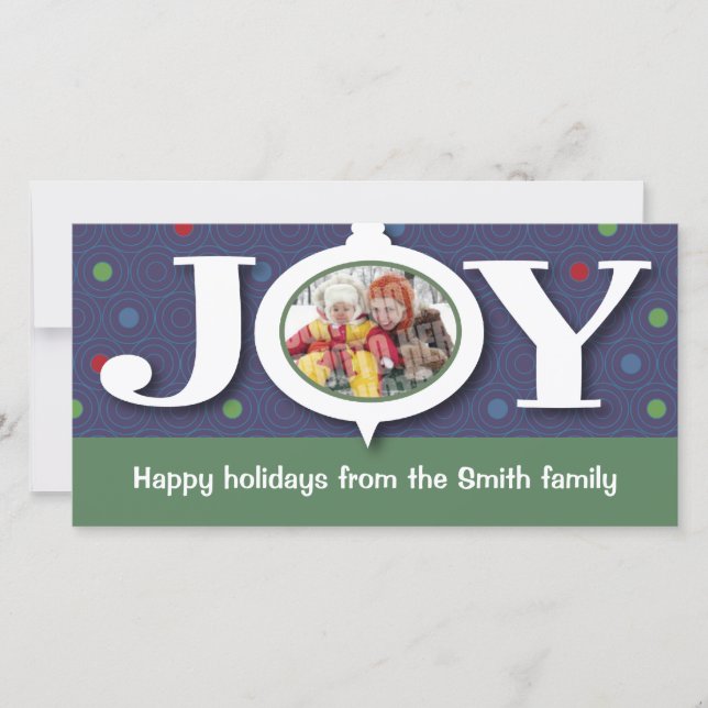 Cartes Pour Fêtes Annuelles Photocard de bleu de joie de vacances (Devant)