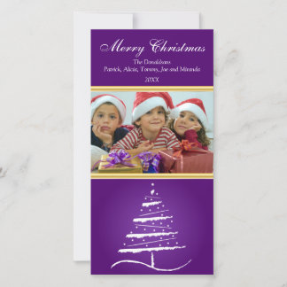Cartes Pour Fêtes Annuelles Photocard stylisée d'arbre de Noël (violet)