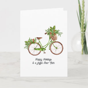 Cartes Pour Fêtes Annuelles Photographie de famille de Noël à bicyclette flora