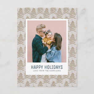 Cartes Pour Fêtes Annuelles Photographie de la famille du Motif de pin gris bl