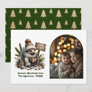 Cartes Pour Fêtes Annuelles Photographie de Noël de hérisson forestier douille
