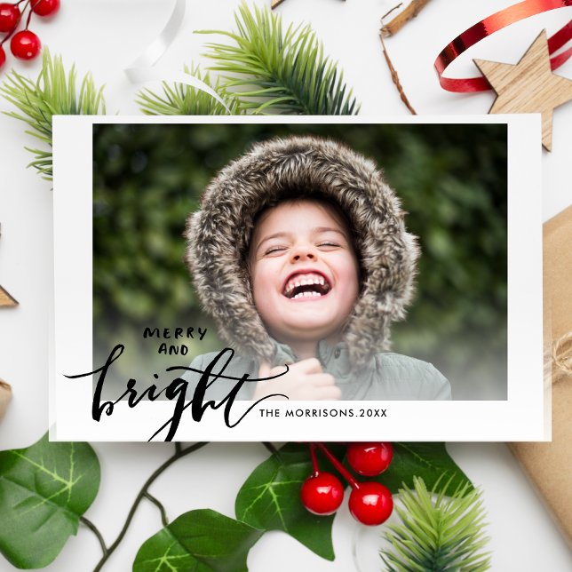 Cartes Pour Fêtes Annuelles Photographie de Noël de Joyeuse et brillante (Créateur téléchargé)
